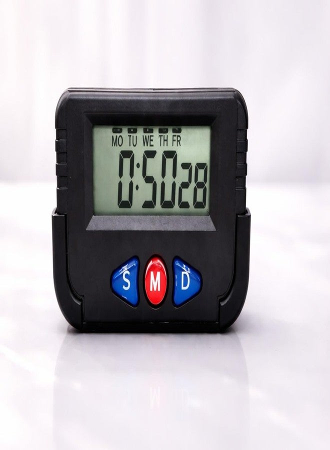 PulGos ساعة PulGos الرقمية بشاشة LCD للتقويم والوقت، مناسبة للسيارة والمكتب - 6.4 × 4 سم، لون أسود، مؤقت محمول مع منبه وساعة توقيت - ساعة متعددة الوظائف للاستخدام في المكتب والسيارة والسفر - Image 1